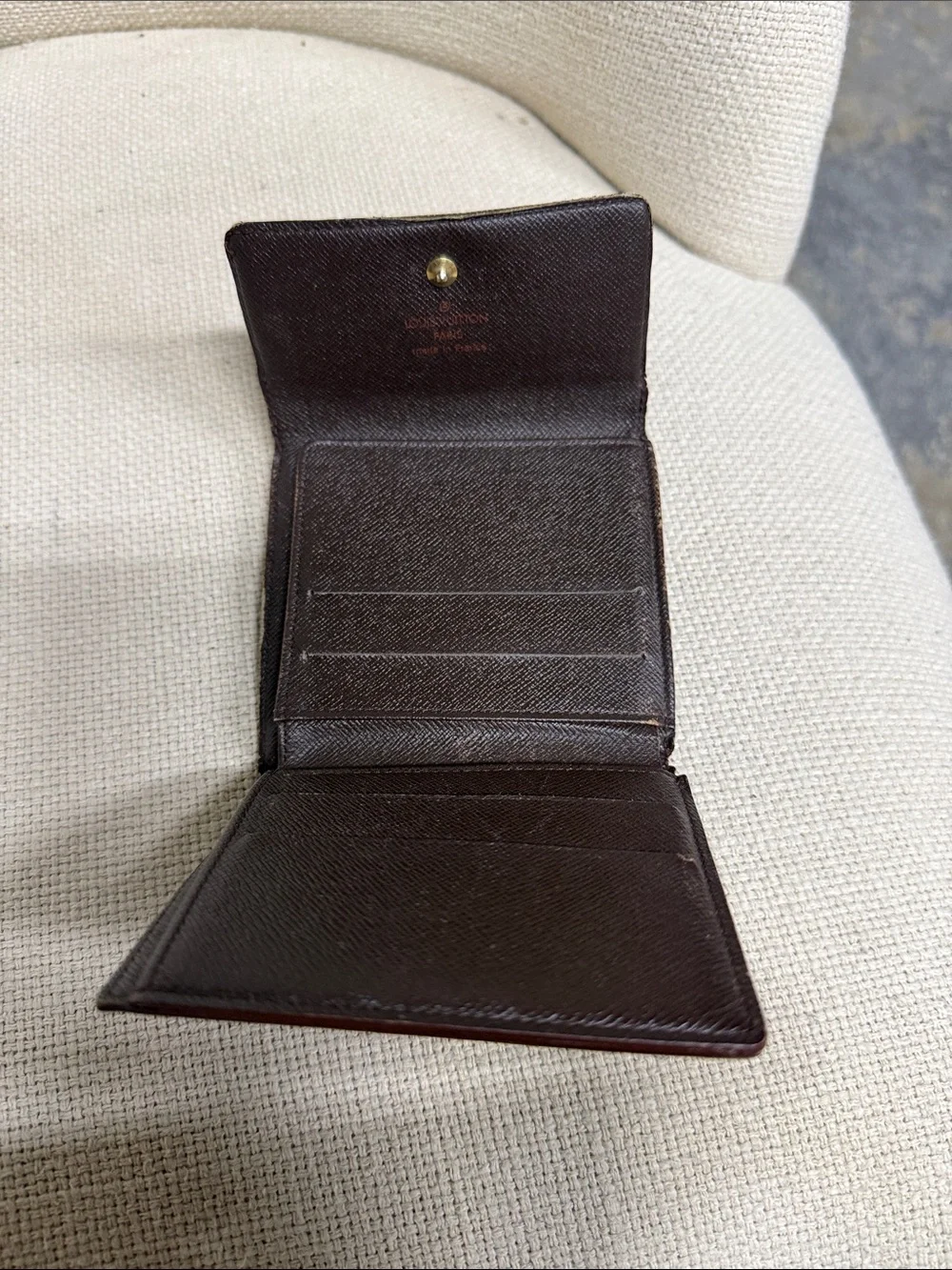 Louis Vuitton Brown Damier Check Compact Card Holder- Vintage 1999